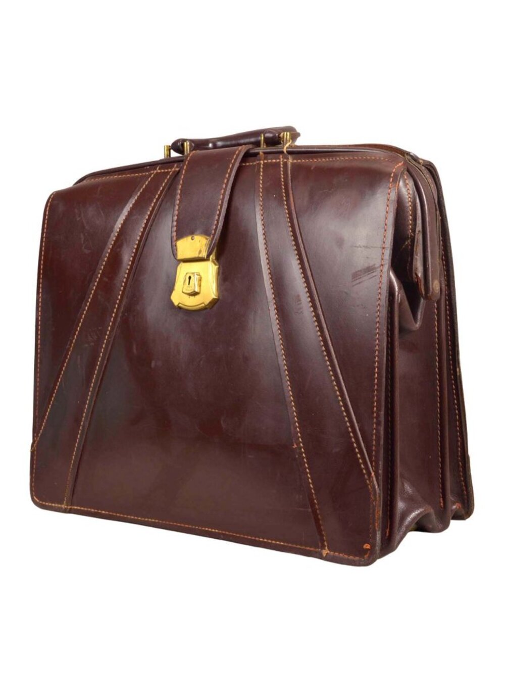 Vintage Leather Briefcase WITH KEYS/Military/Lawyer 1960-70s